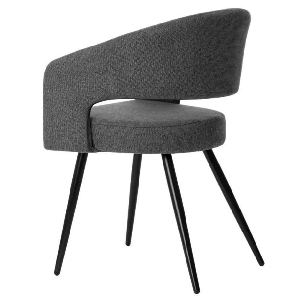 Silla KOMFO con Brazos, Textil Gris Oscuro / Metal Negro. Vackart
