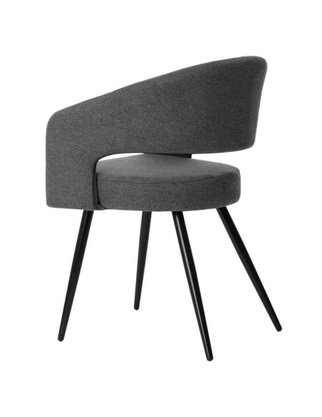 Silla KOMFO con Brazos, Textil Gris Oscuro / Metal Negro. Vackart