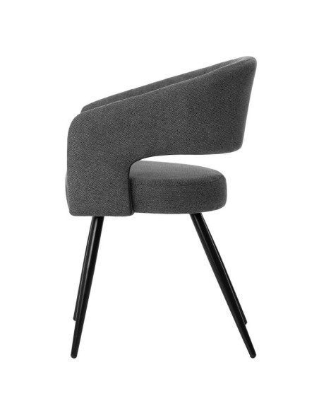 Silla KOMFO con Brazos, Textil Gris Oscuro / Metal Negro. Vackart