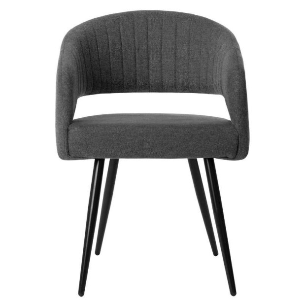 Silla KOMFO con Brazos, Textil Gris Oscuro / Metal Negro. Vackart