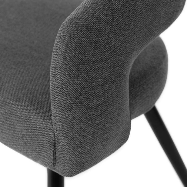 Silla KOMFO con Brazos, Textil Gris Oscuro / Metal Negro. Vackart