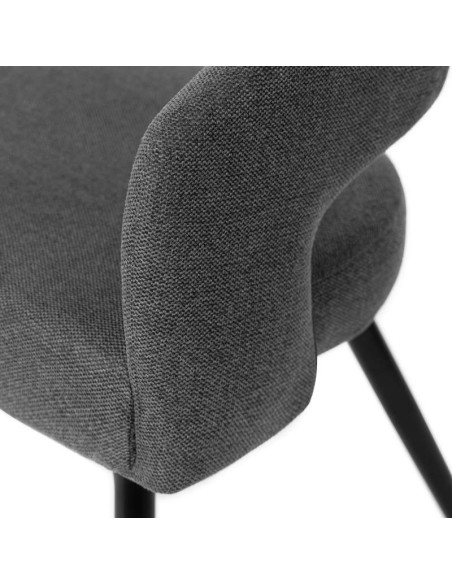 Silla KOMFO con Brazos, Textil Gris Oscuro / Metal Negro. Vackart