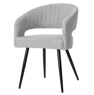 Silla con Brazos KOMFO, Textil Gris Claro / Metal Negro - Vackart. La más exclusiva selección de sillas de diseño nórdico en Vackart, tu tienda de diseño online.