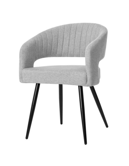 Silla KOMFO con Brazos, Textil Gris Claro / Metal Negro. Vackart