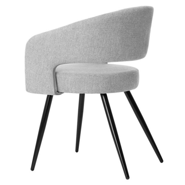 Silla KOMFO con Brazos, Textil Gris Claro / Metal Negro. Vackart
