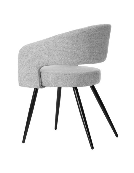 Silla KOMFO con Brazos, Textil Gris Claro / Metal Negro. Vackart
