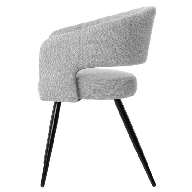 Silla KOMFO con Brazos, Textil Gris Claro / Metal Negro. Vackart