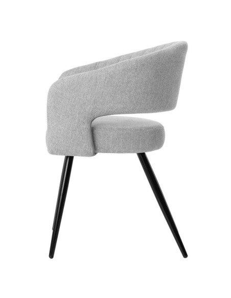 Silla KOMFO con Brazos, Textil Gris Claro / Metal Negro. Vackart
