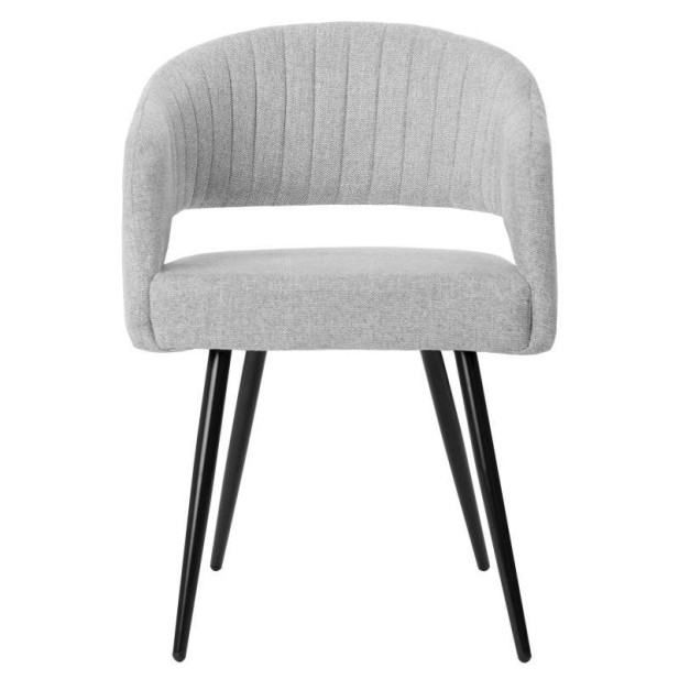 Silla KOMFO con Brazos, Textil Gris Claro / Metal Negro. Vackart