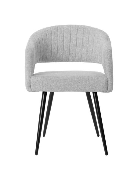Silla KOMFO con Brazos, Textil Gris Claro / Metal Negro. Vackart