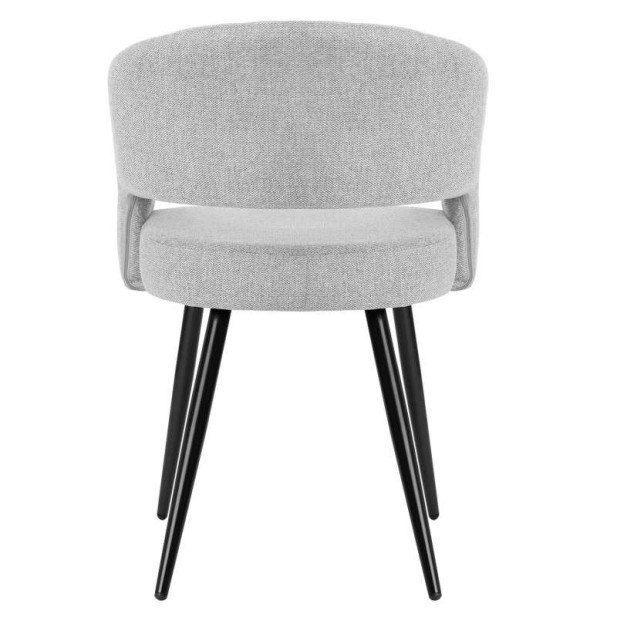 Silla KOMFO con Brazos, Textil Gris Claro / Metal Negro. Vackart