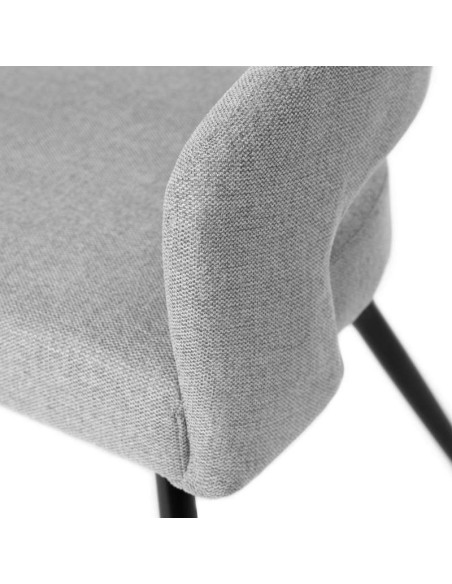 Silla KOMFO con Brazos, Textil Gris Claro / Metal Negro. Vackart