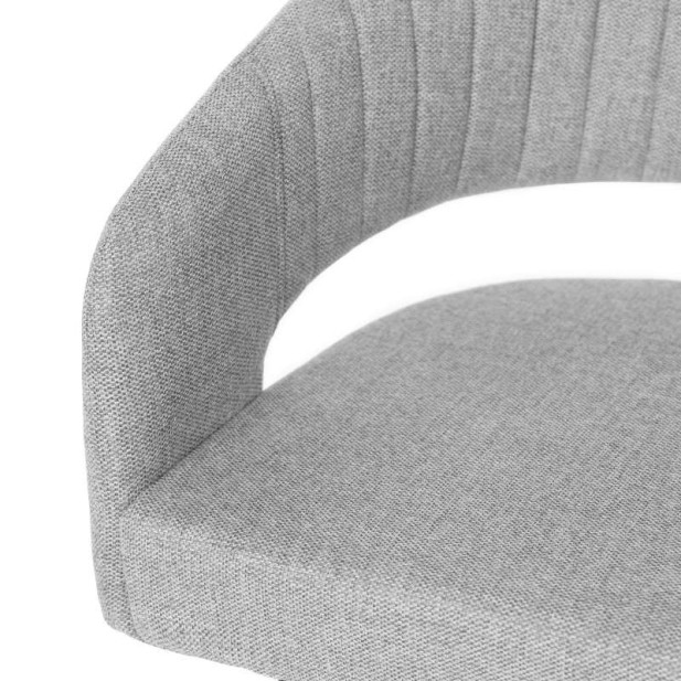 Silla KOMFO con Brazos, Textil Gris Claro / Metal Negro. Vackart