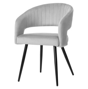 Silla con Brazos HYGG, Terciopelo Gris Claro / Metal Negro - Vackart. La más exclusiva selección de sillas de diseño nórdico en Vackart, tu tienda de diseño online.