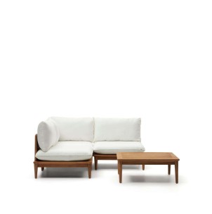 Set modular Portitxol sillón rinconero, 2 sillones y mesa de centro de madera maciza teca - Kave Home - J2100004JJ05. Muebles y decoración de diseño para casas con personalidad