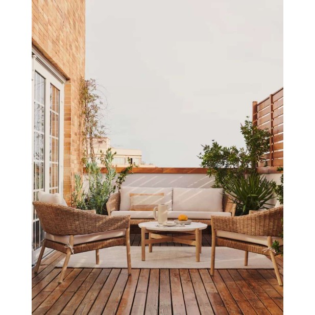 Set Pola de sofá de 2 plazas y 2 butacas eucalipto/ratán sintético FSC Set Pola de sofá de 2 plazas y 2 butacas eucalipto/ratán sintético FSC
