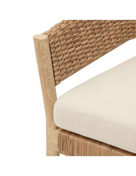 Set Pola de sofá de 2 plazas y 2 butacas eucalipto/ratán sintético FSC