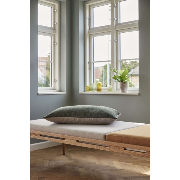 Sofá Cama AMBER, Roble Natural / Textil Beige / Naranja - Hübsch