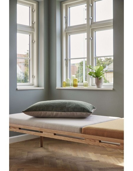 Sofá Cama AMBER, Roble Natural / Textil Beige / Naranja - Hübsch