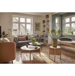 Sofá Cama AMBER, Roble Natural / Textil Beige / Naranja - Hübsch 2