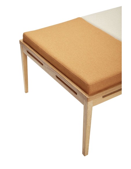 Sofá Cama AMBER, Roble Natural / Textil Beige / Naranja - Hübsch