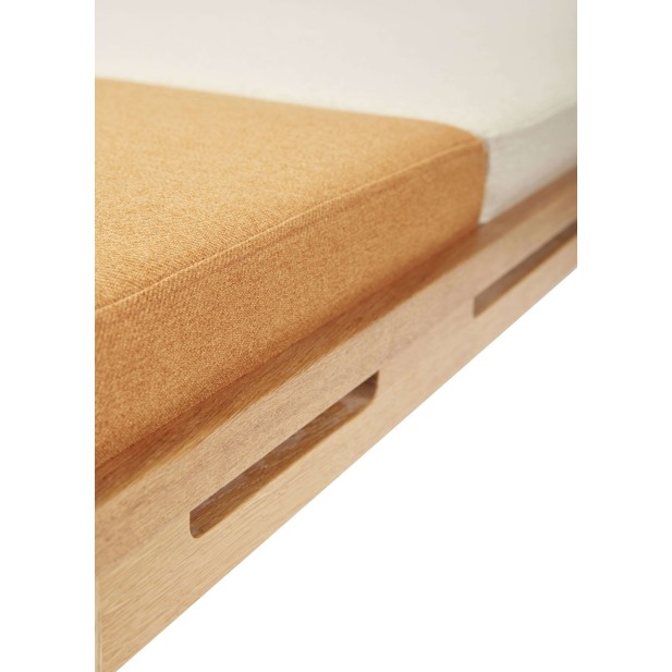 Sofá Cama AMBER, Roble Natural / Textil Beige / Naranja - Hübsch