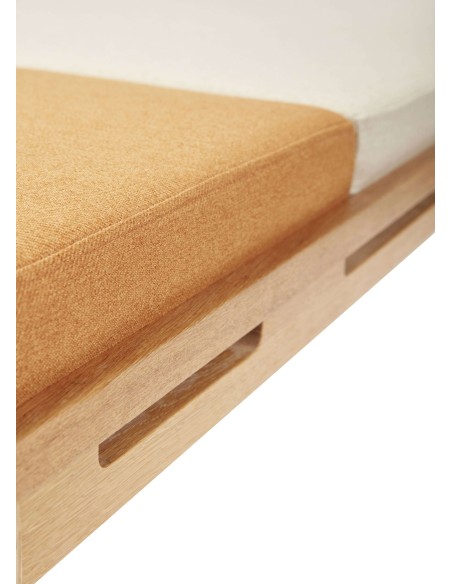 Sofá Cama AMBER, Roble Natural / Textil Beige / Naranja - Hübsch