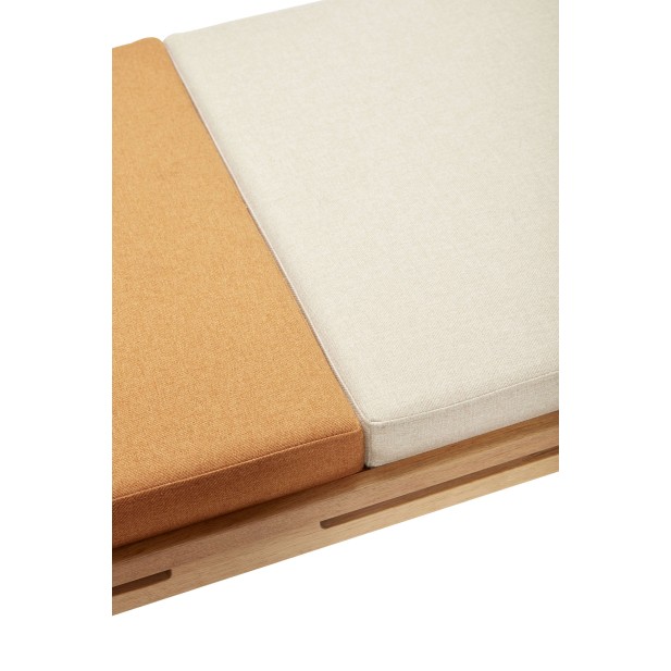 Sofá Cama AMBER, Roble Natural / Textil Beige / Naranja - Hübsch