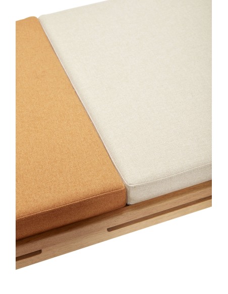 Sofá Cama AMBER, Roble Natural / Textil Beige / Naranja - Hübsch