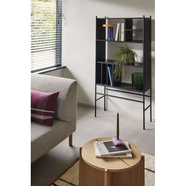 Sofá MOMENT 2 Plazas, Textil Gris / Roble Natural - Hübsch Sofá MOMENT 2 Plazas, Textil Gris / Roble Natural - Hübsch