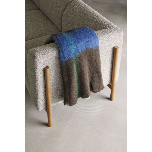 Sofá MOMENT 2 Plazas, Textil Gris / Roble Natural - Hübsch Sofá MOMENT 2 Plazas, Textil Gris / Roble Natural - Hübsch