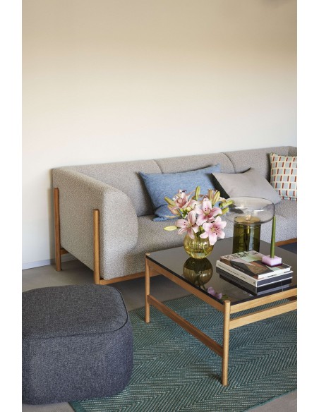 Sofá MOMENT 2 Plazas, Textil Gris / Roble Natural - Hübsch