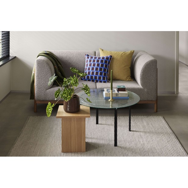 Sofá MOMENT 2 Plazas, Textil Gris / Roble Natural - Hübsch Sofá MOMENT 2 Plazas, Textil Gris / Roble Natural - Hübsch