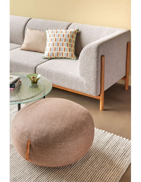 Sofá MOMENT 3 Plazas, Textil Gris / Roble Natural - Hübsch