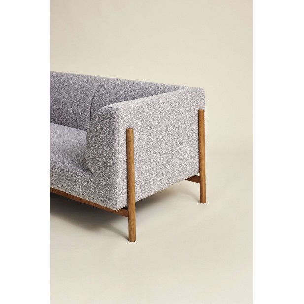 Sofá MOMENT 3 Plazas, Textil Gris / Roble Natural - Hübsch