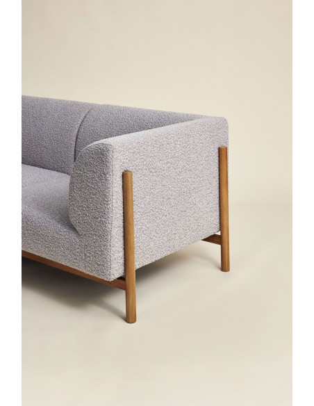 Sofá MOMENT 3 Plazas, Textil Gris / Roble Natural - Hübsch