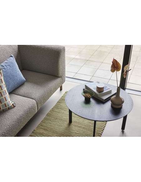 Sofá MOMENT 3 Plazas, Textil Gris / Roble Natural - Hübsch