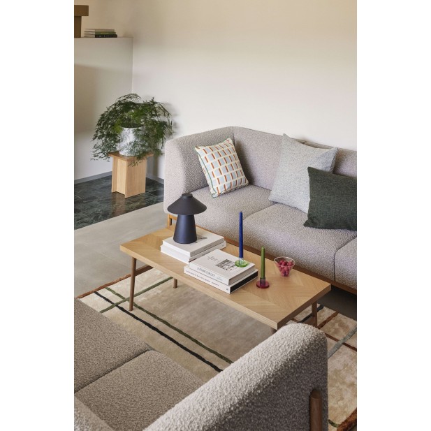 Sofá MOMENT 3 Plazas, Textil Gris / Roble Natural - Hübsch