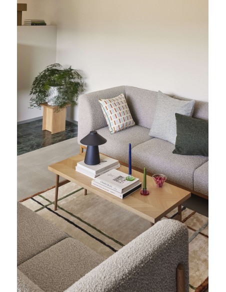 Sofá MOMENT 3 Plazas, Textil Gris / Roble Natural - Hübsch