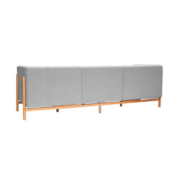 Sofá MOMENT 3 Plazas, Textil Gris / Roble Natural - Hübsch