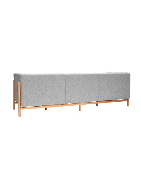 Sofá MOMENT 3 Plazas, Textil Gris / Roble Natural - Hübsch