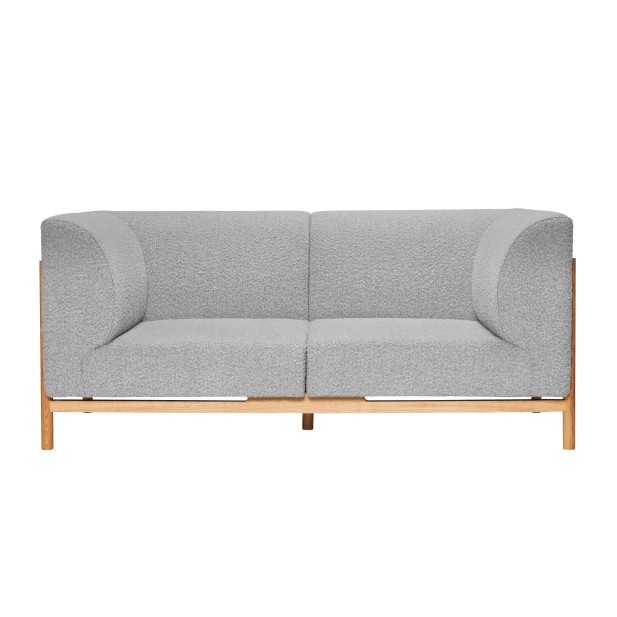 Sofá MOMENT 2 Plazas, Textil Gris / Roble Natural - Hübsch Sofá MOMENT 2 Plazas, Textil Gris / Roble Natural - Hübsch