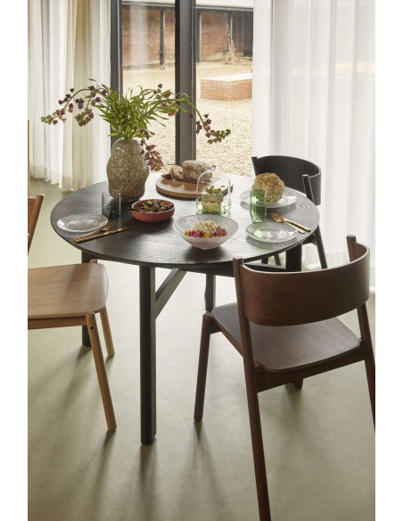 Mesa FJORD Ø120 cm de Comedor, Madera Negra - Hübsch. Vackart