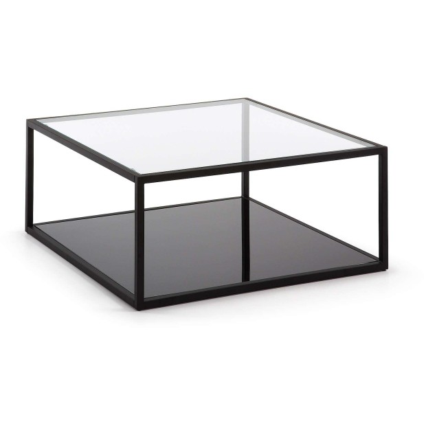 Mesa Blackhill 80x80cm negra, de centro en Cristal- Kave Home, Vackart