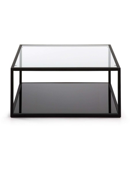 Mesa Blackhill 80x80cm negra, de centro en Cristal- Kave Home, Vackart
