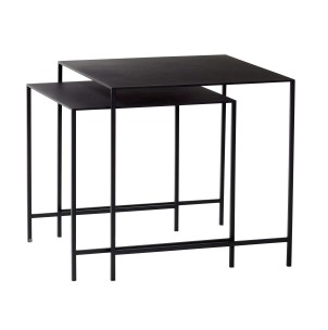 Set 2 Mesas Auxiliares DUO, Metal Negro - Hübsch. Las más exclusivas y modernas mesas de diseño escandinavo de Hübsch en Vackart, tu tienda de diseño online.