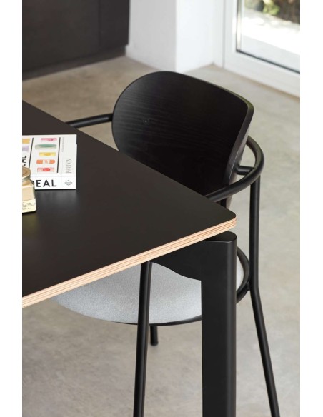 Mesa NICOLA 180x90 cm de Comedor, Madera / HPL Negro - Teulat. Vackart