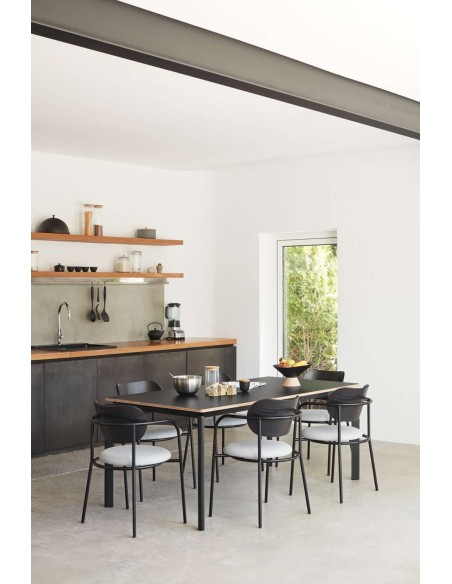 Mesa NICOLA 180x90 cm de Comedor, Madera / HPL Negro - Teulat. Vackart