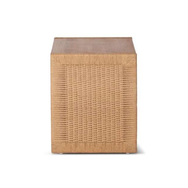 Mesita de Noche TAROK, Teca Reciclada / Cuerda Natural - Dareels. Vackart