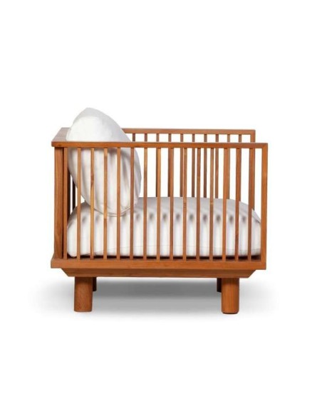 Sofá Exterior TOPRAK 1P, Teca Reciclada / Textil Blanco - Dareels. Vackart